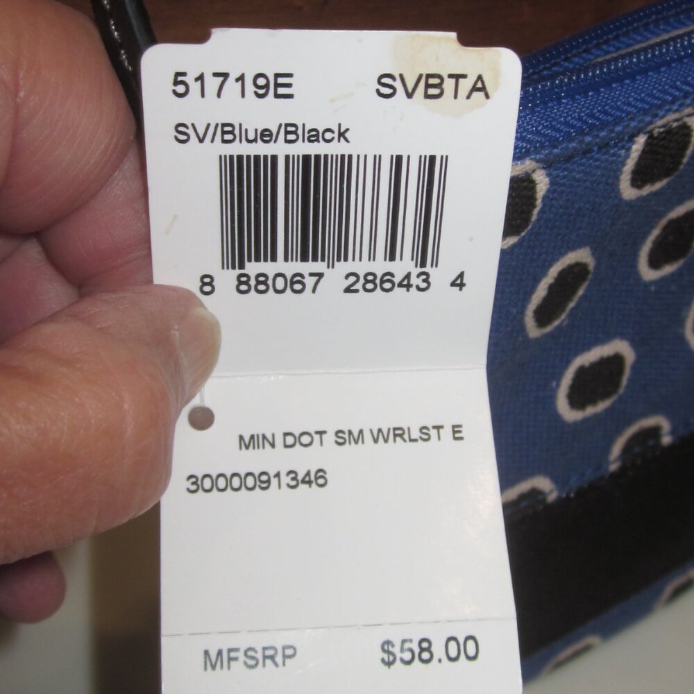 Coach Mini Dot Wristlet Blue and Black Circle Pattern - Picture 3 of 7